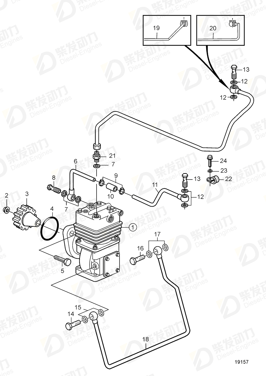 VOLVO Hollow screw 20460398 Drawing